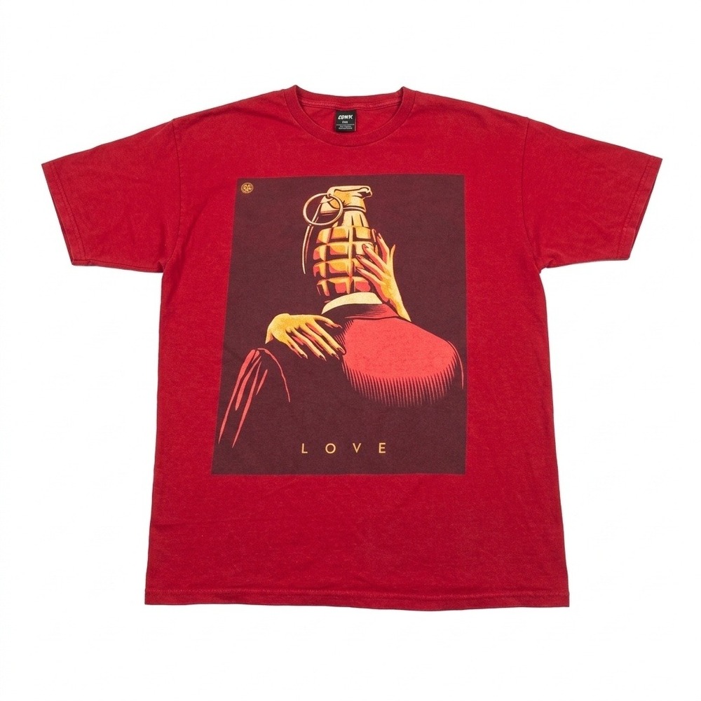Obey Propaganda Love Grenade T-Shirt Mens Large Red Shepard Fairey Streetwear L